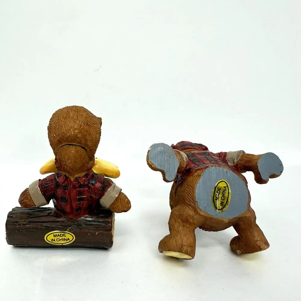 Vintage Larry-Bo Moose Figurines Pair Rustic Cabin Lodge Decor Resin 1990s